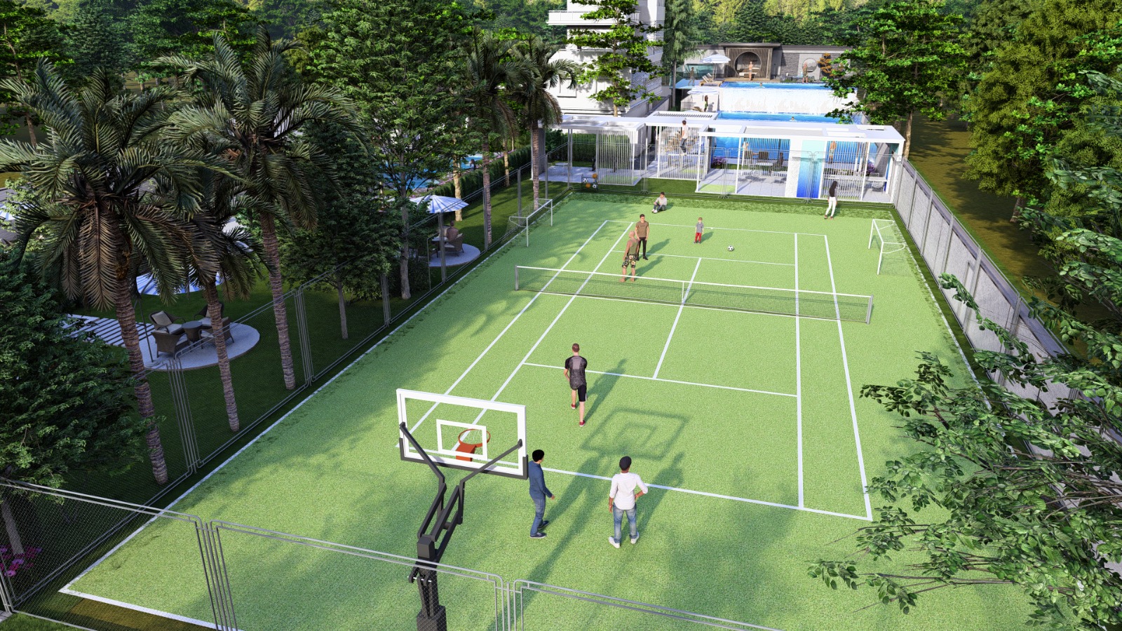 সুইমিং পুল এরিয়াল ভিউ